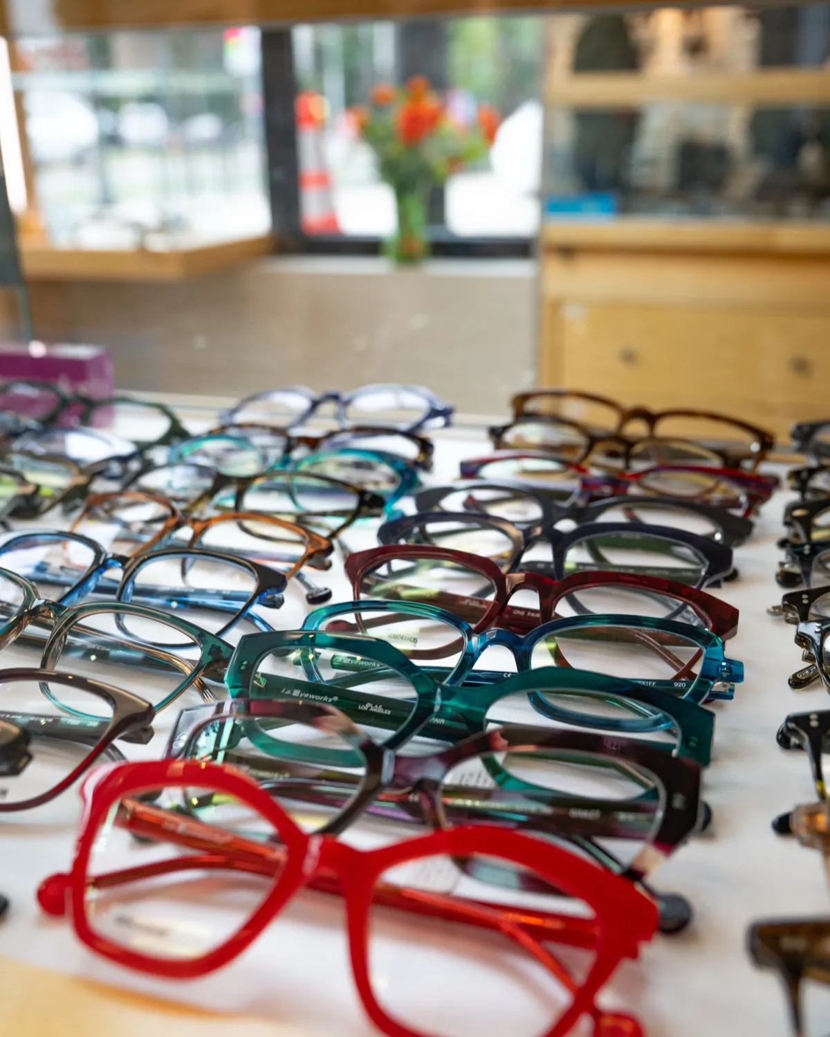 Bold acetate frames on display at Voorthuis